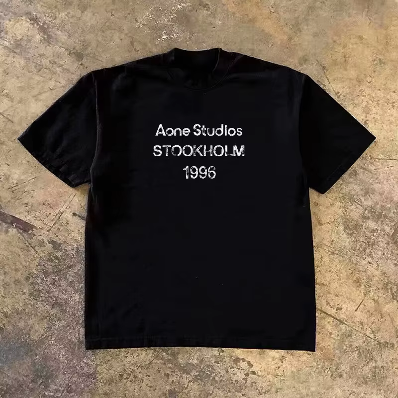 T-shirt ample tendance été 2026, en coton respirant, imprimé lettres Stockholm 1996, haut décontract