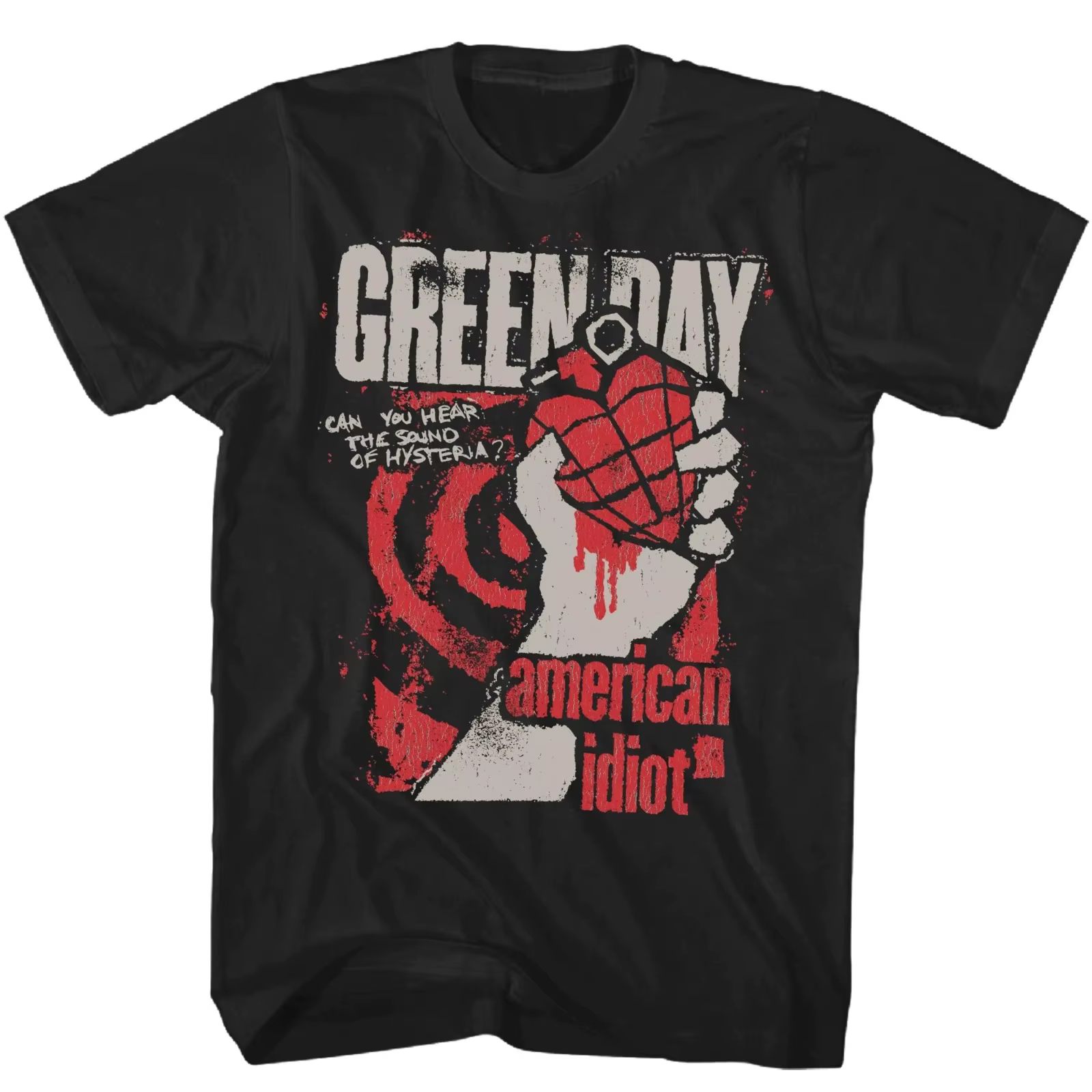 T-shirt Green Day American Idiot Hysteria pour homme, tee-shirt classique de groupe de rock, à manch