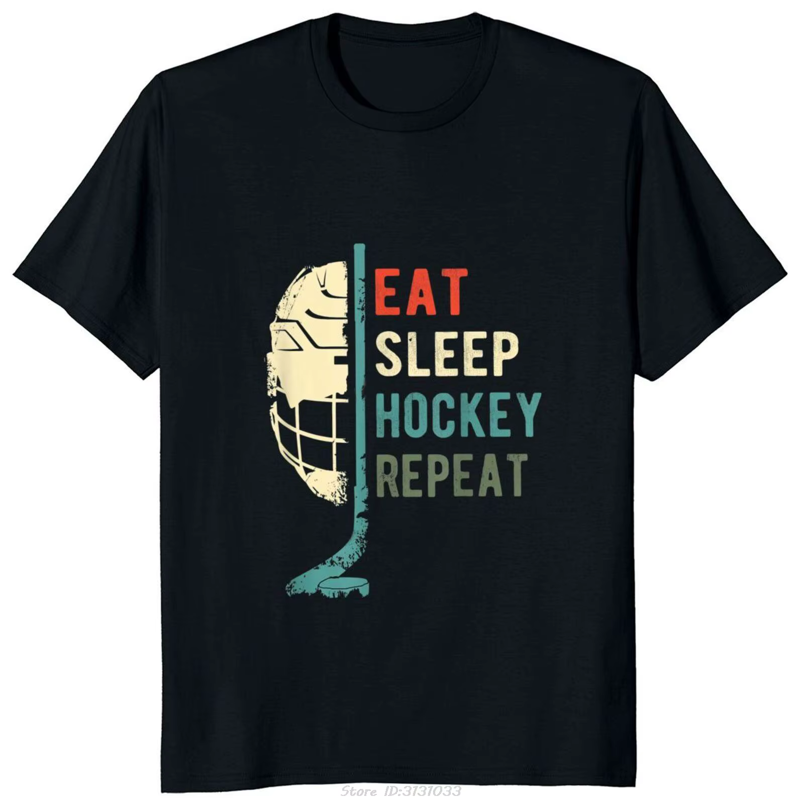 T-shirt rétro à manches courtes pour hommes, vêtements respirants, manger, dormir, hockey, anticorps