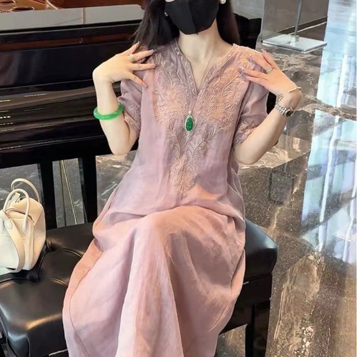 Robe d'été rétro à col en V pour femme, tenue de bureau, mode, nouvelle arrivée, tendance, confortab