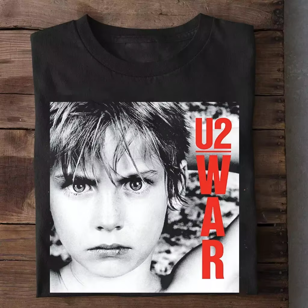U2 War Band musique noir t-shirt à manches courtes pleine taille S-5XL