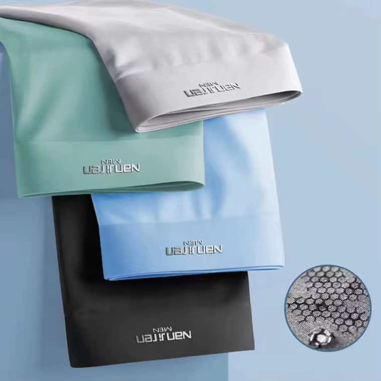 4 pièces Boxer Shorts hommes glace sous-vêtements en soie hommes caleçons respirant Sexy mince culot