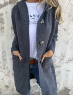 Cardigan femme 2026 nouvelle mode automne, pull cardigan tendance avec poches longues, boutons, capu
