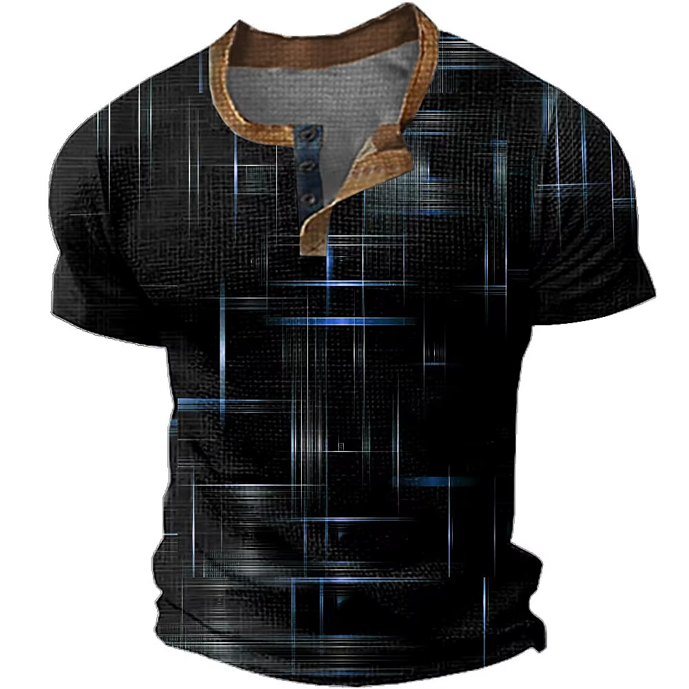 Chemises Henley d'été à imprimé 3D abstrait, streetwear, t-shirts décontractés à manches courtes sur