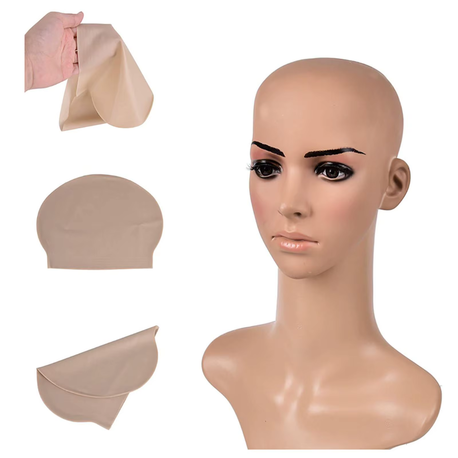 Chapeau chauve pour hommes et femmes, casquette Skinhead, costume de tête chauve, accessoire de cosp