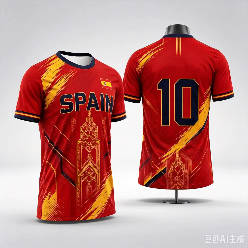 T-shirt de football d'été Espagne, T-shirts de sport imprimés en 3D, T-shirts pour fans de football 