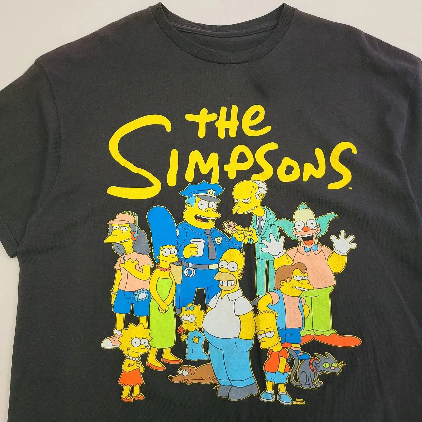 T-shirt à manches courtes pour hommes et femmes, motif Simpsons noir, tendance 2026