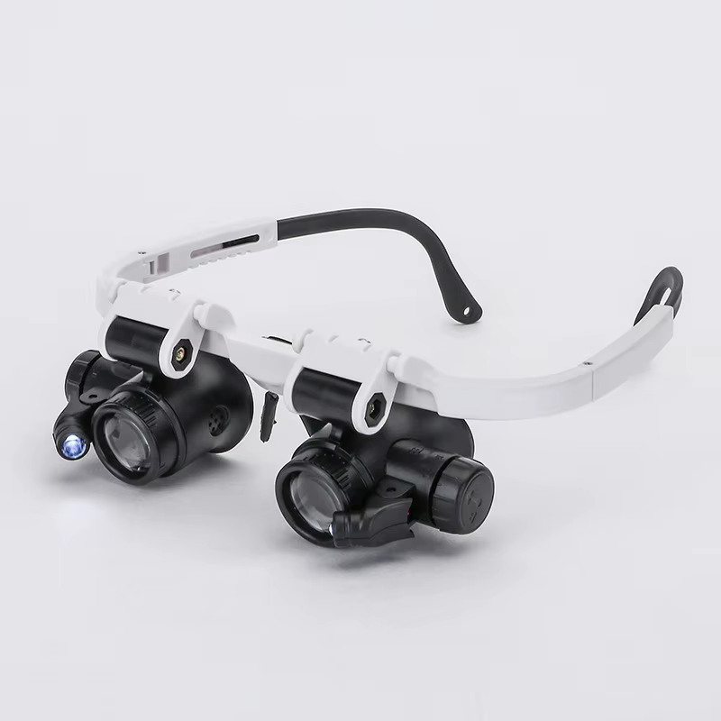 Loupe de réparation de montres 2XLED, loupe de tête réglable, bandeau, lunettes grossissantes, lenti