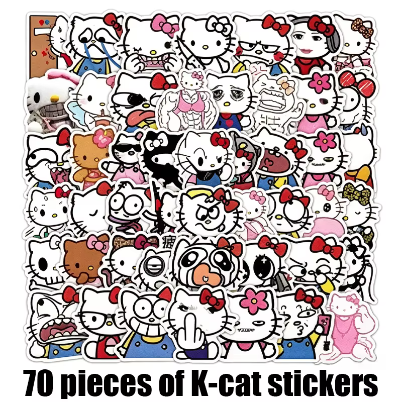 Autocollants Hello Kitty, illustrations amusantes et divertissantes, parodies abstraites, packs d'ex