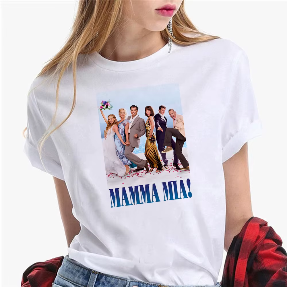 T-shirt femme, mamma Mia, coloré, grunge, psychédélique, rétro, anime, université, punk