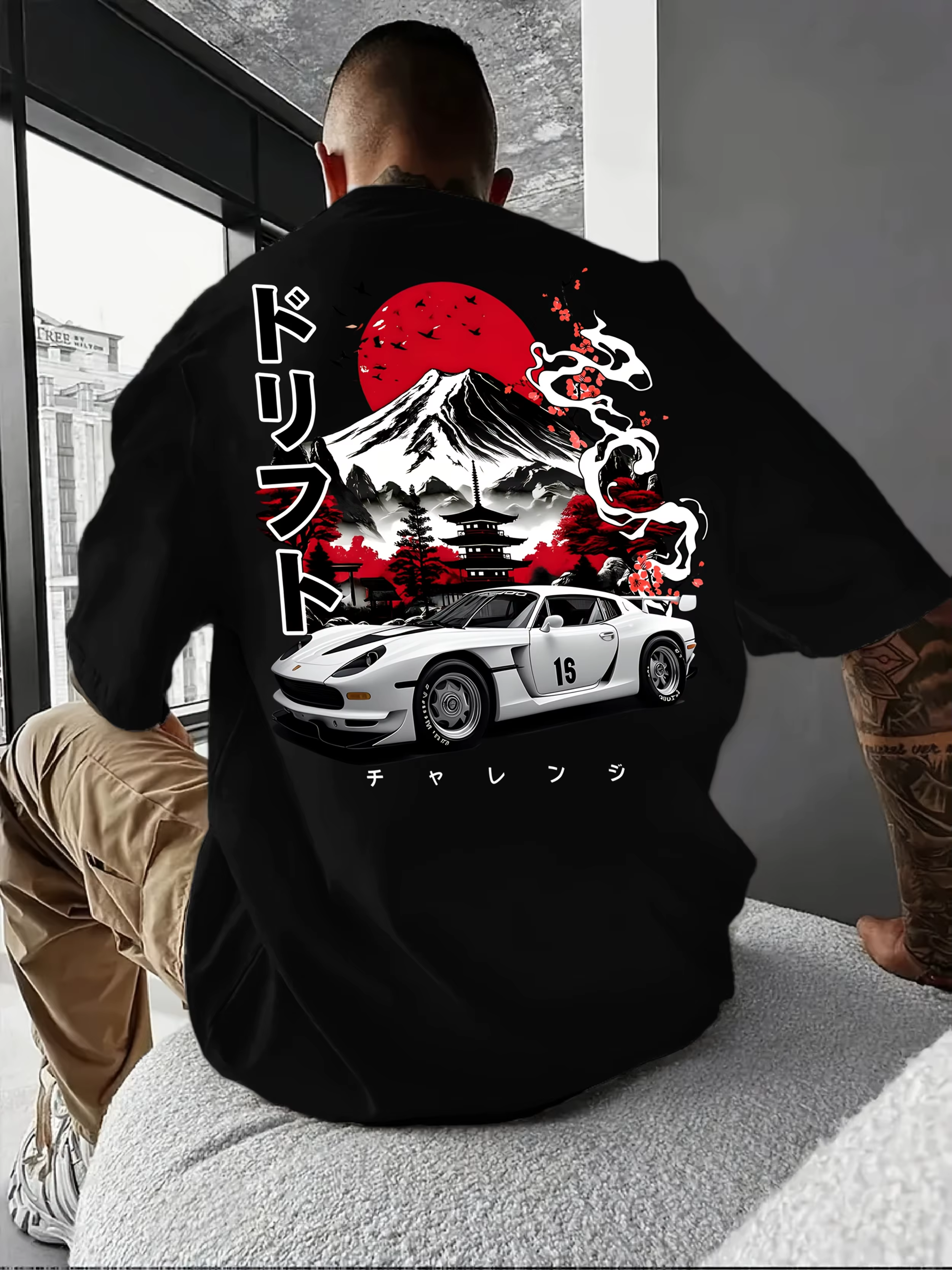 Le nouveau T-shirt pour hommes d'été 2025 comprend un motif de voiture de sport japonais décontracté