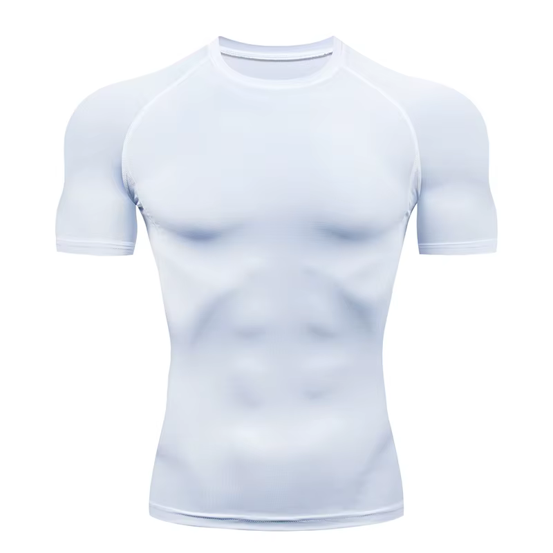 T-shirt de sport moulant pour homme, séchage rapide, musculation, course à pied, haut de compression