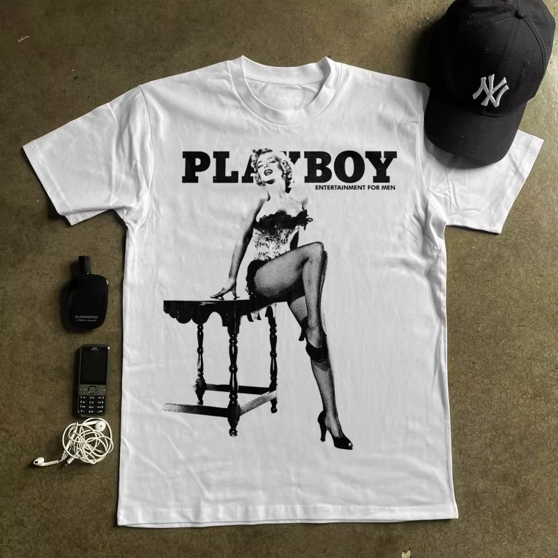 PLAYBOY 1953 T-shirt graphique vintage pour hommes et femmes, T-shirt d'été en coton ample et respir