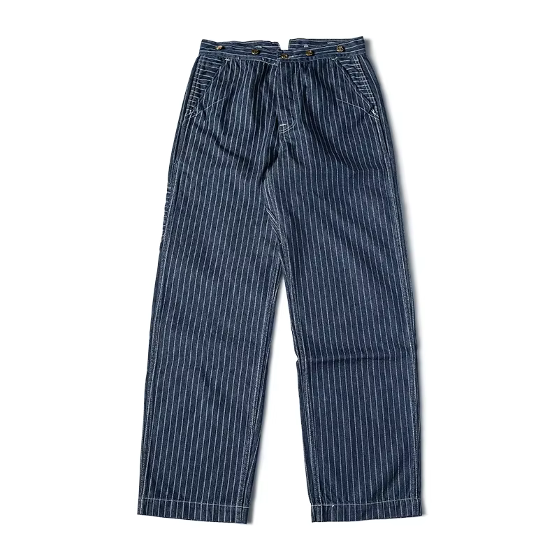 Pantalon de travail rétro à rayures Wabash pour hommes, jeans vintage des années 1920, vêtements de 