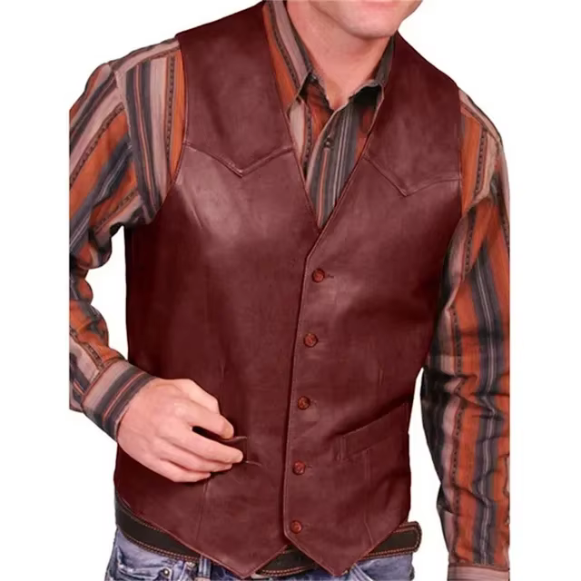Gilet en cuir pour hommes moto Colete Luxo 5XL Steampunk Gilet Western Cowboy robe de soirée hommesV