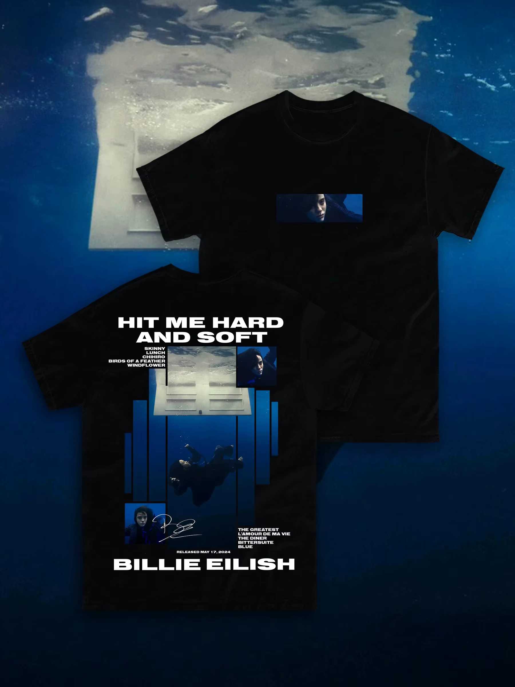 T-shirt graphique Billie Eilish « Hit Me Hard and Soft » pour hommes et femmes, style hip-hop, musiq