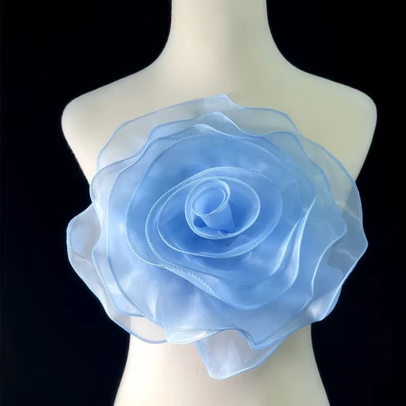 Grande fleur de rose artificielle faite à la main, patch de fleur de poitrine, vêtements, robe, déco