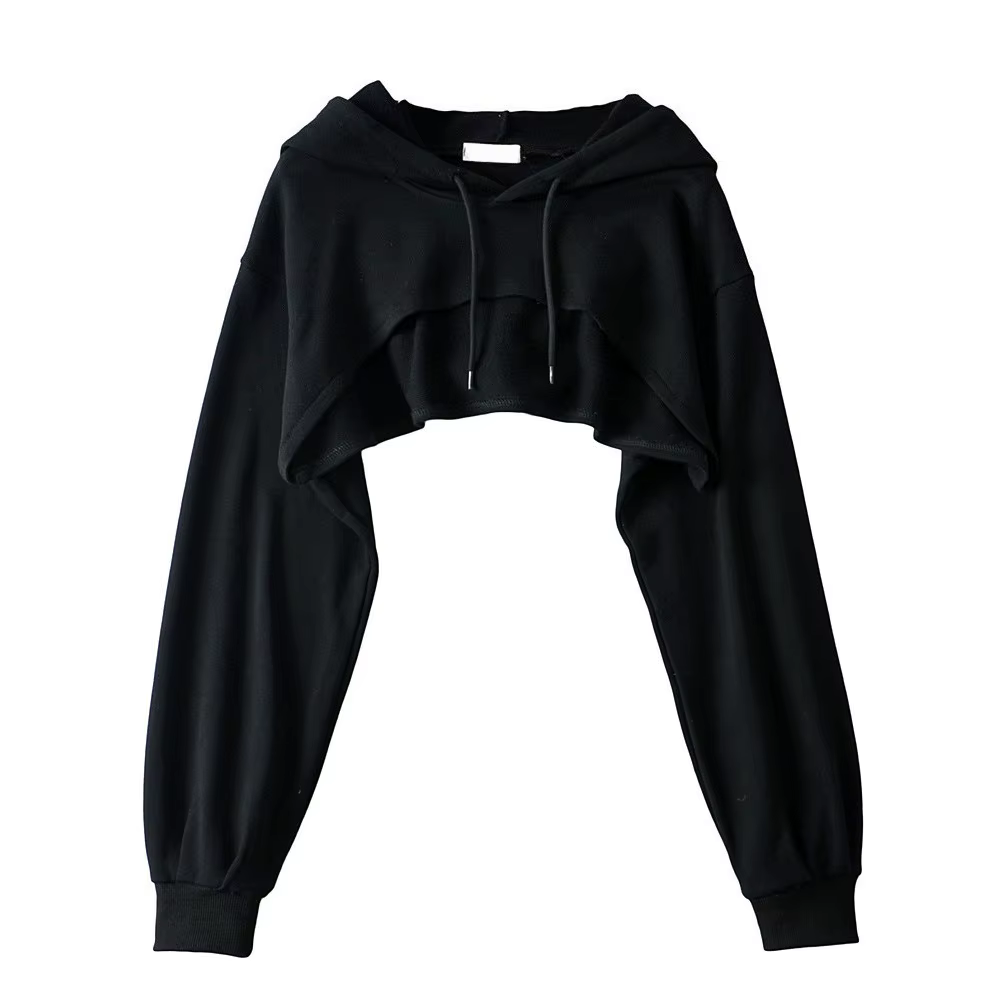 Sweat à capuche court pour femmes, surdimensionné, Streetwear Y2K, décontracté, cordon de serrage, h