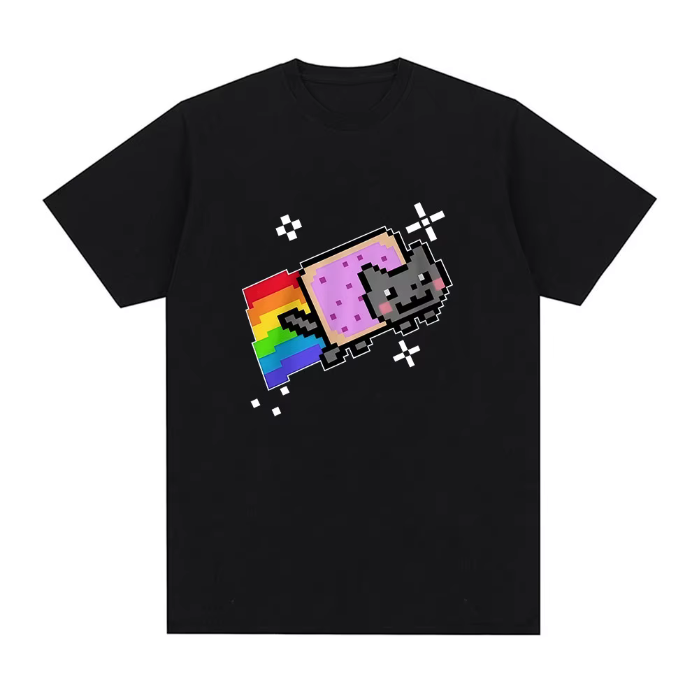 T-shirt Nyan Cat Funny Meme Rainbow pour hommes et femmes, vêtements à la mode, T-shirts Harajuku dé