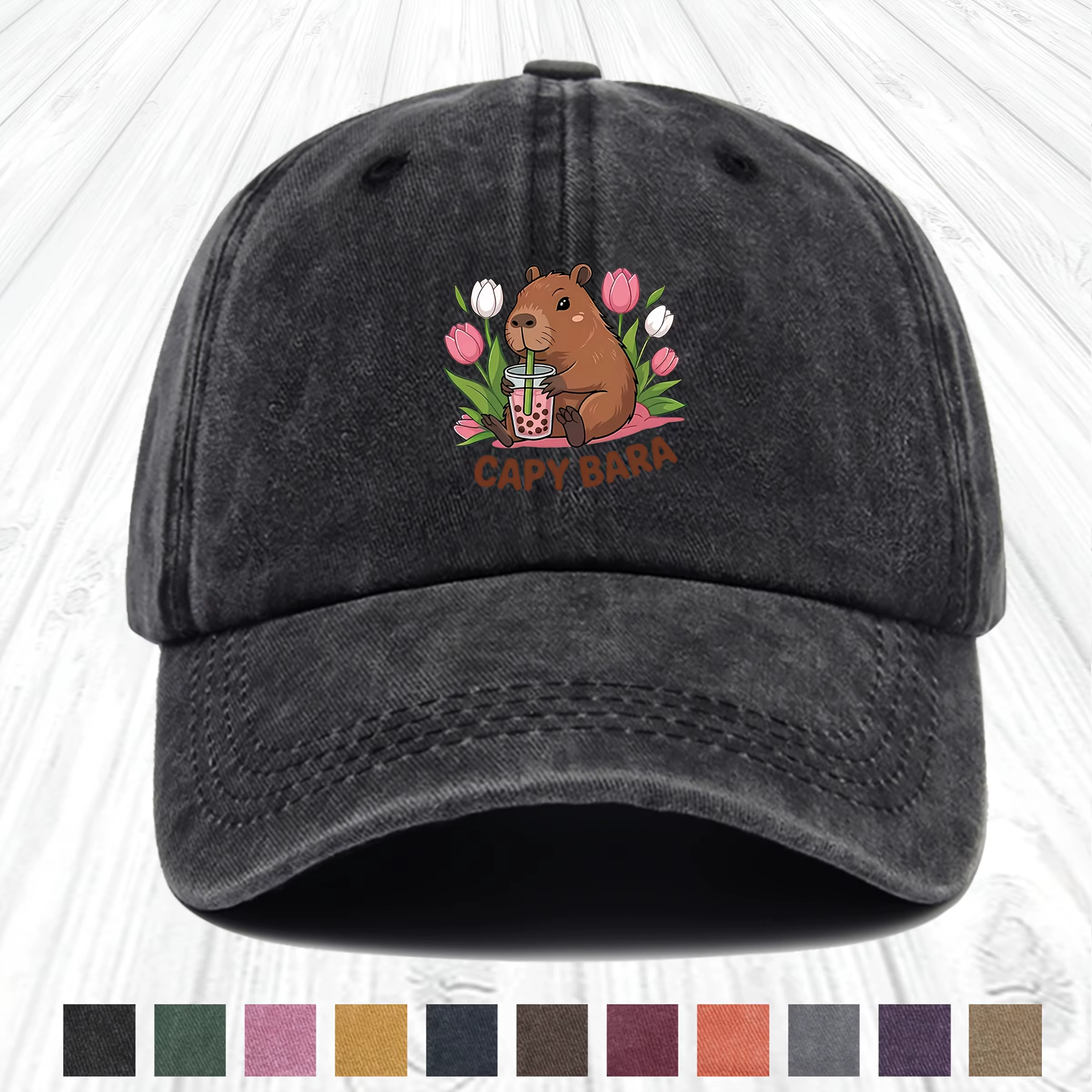1 casquette imprimée Capybara - Casquette légère et réglable avec lettrage Capybara et casquette Cap