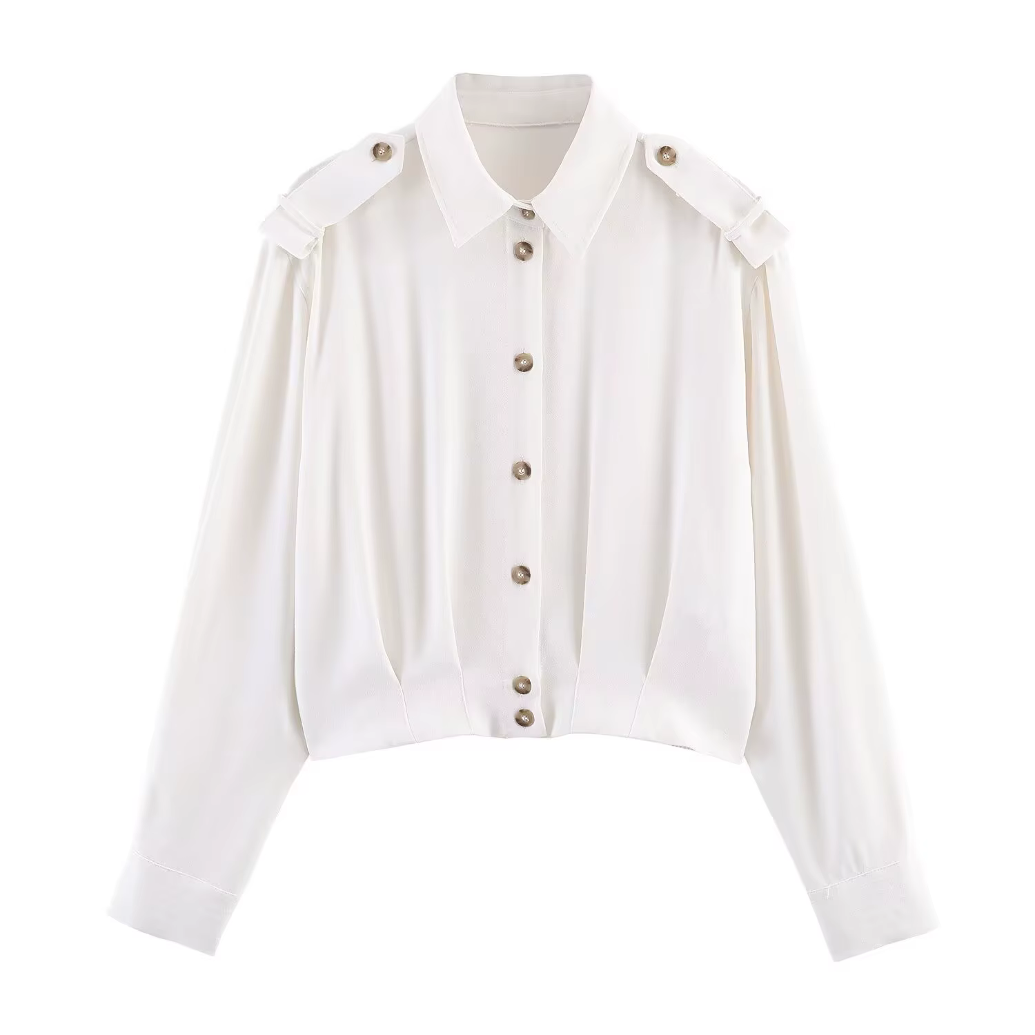 HH Chemise Femme Printemps Décontractée Polyvalente à Bande Décorative sur l'Épaule, Coupe Ajustée, 