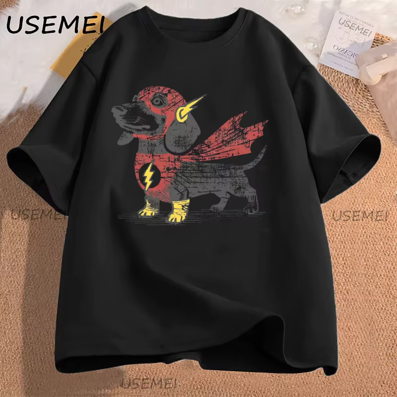 T-shirt manches courtes homme femme, ample et confortable, humoristique, teckel, chien Wiener, Y2k