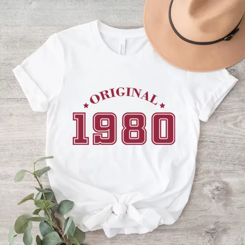 T-shirts vintage pour femmes de 1980 à 1989, t-shirt classique original de 1980, t-shirt graphique v