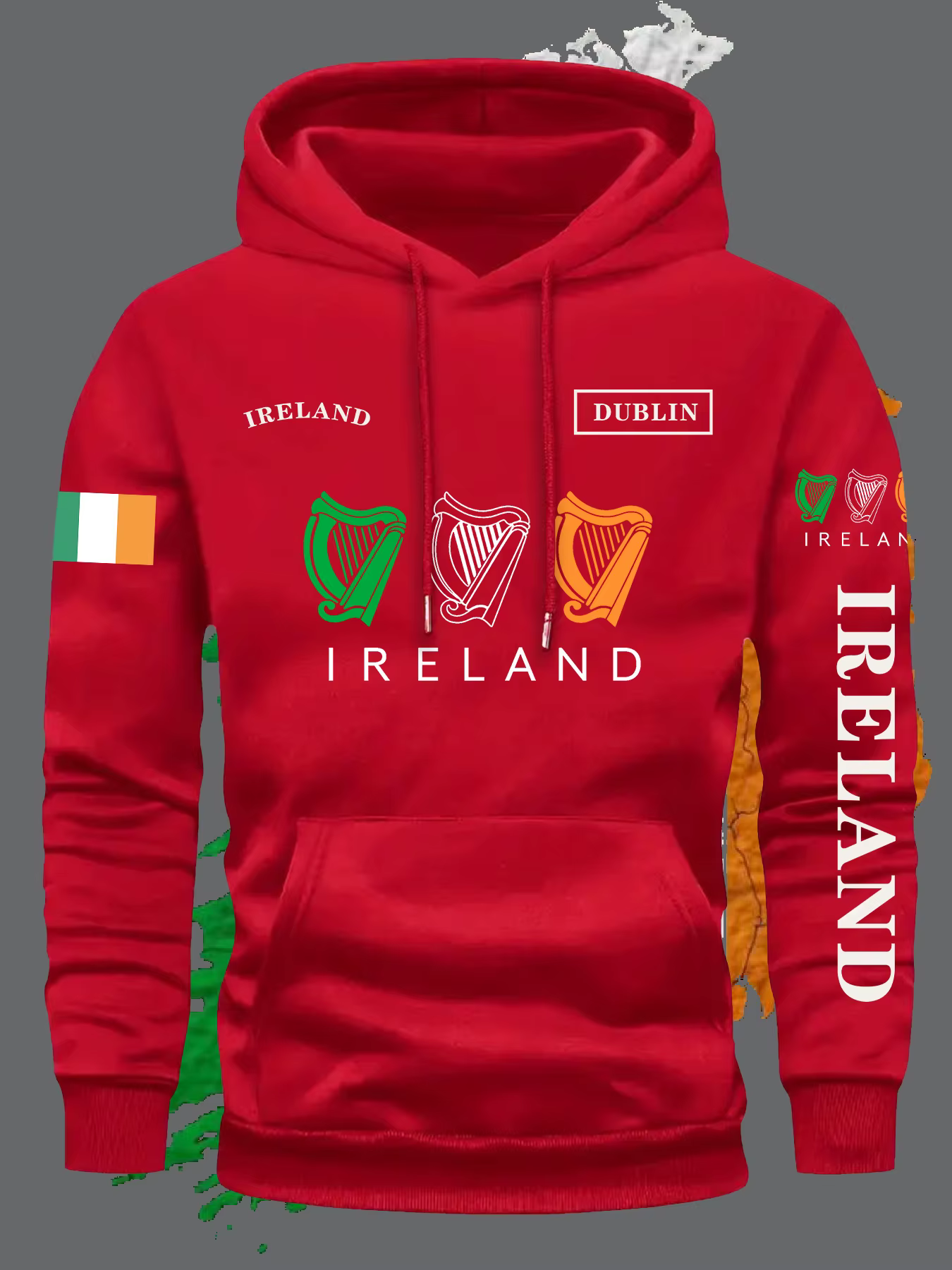 Sweat-shirt à capuche pour hommes et femmes, imprimé drapeau irlandais, best-seller, automne hiver, 