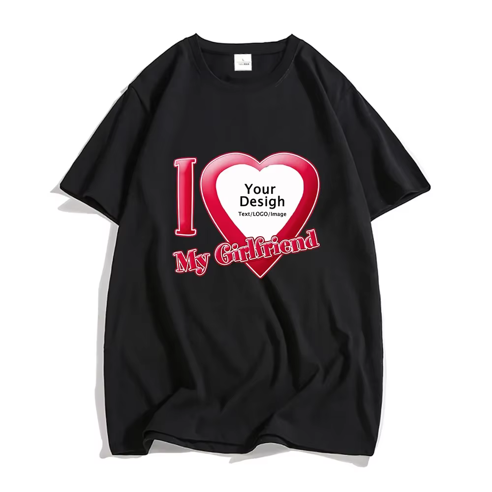 Bricolage j'aime mon petit ami petite amie T-shirt Hip Hop T-shirt personnalisé Y2k rue tendance hau