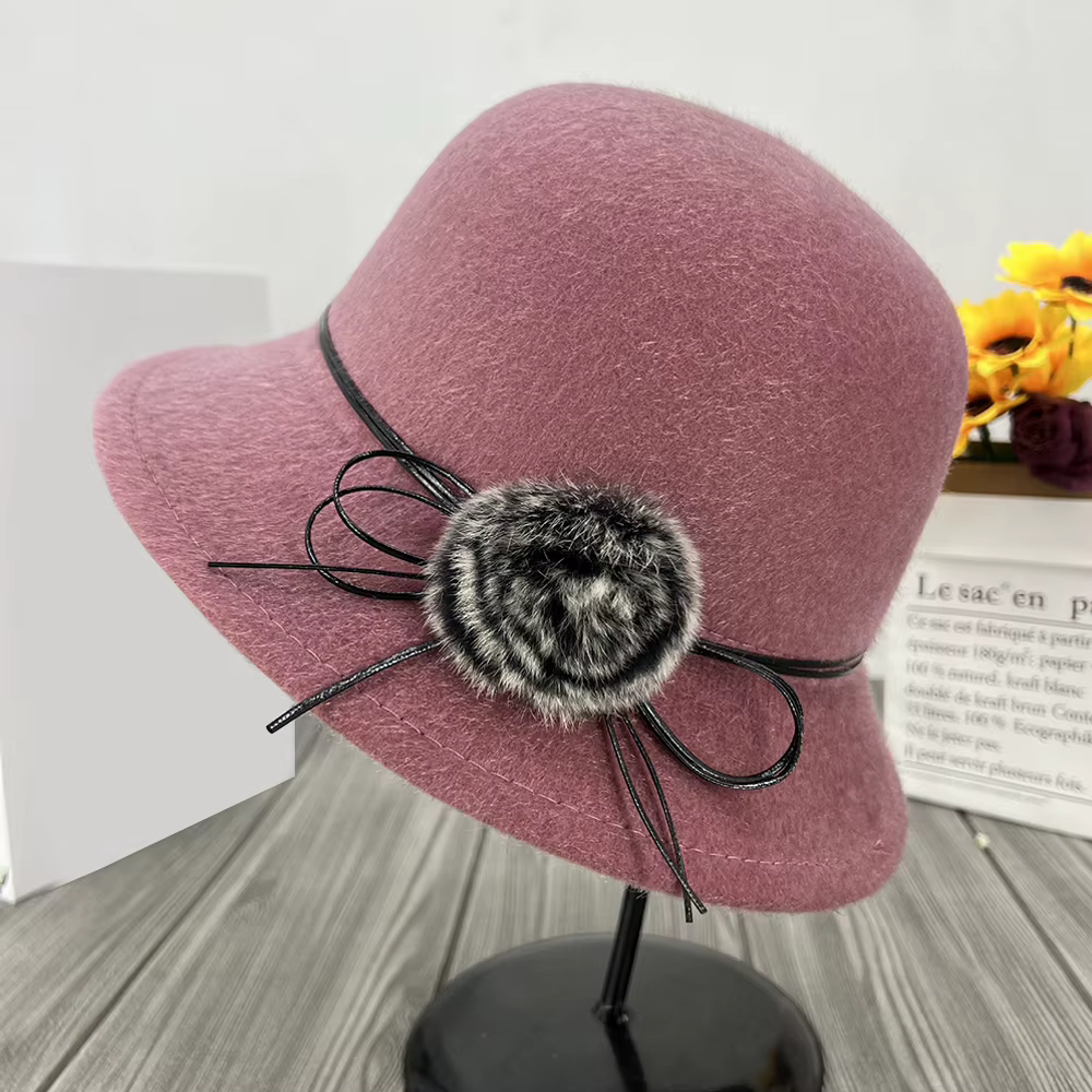 Casquette en laine vintage pour femme, chapeau melon, casquette Fedoras, nœud, Jazz, breton, élégant