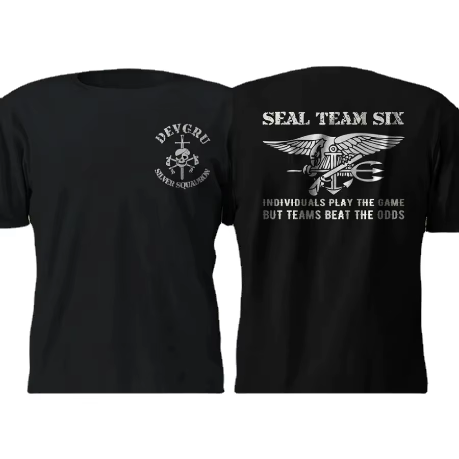 T-Shirt de l'équipe 6 de la marine, 100% coton, col rond, manches courtes, décontracté, pour hommes,
