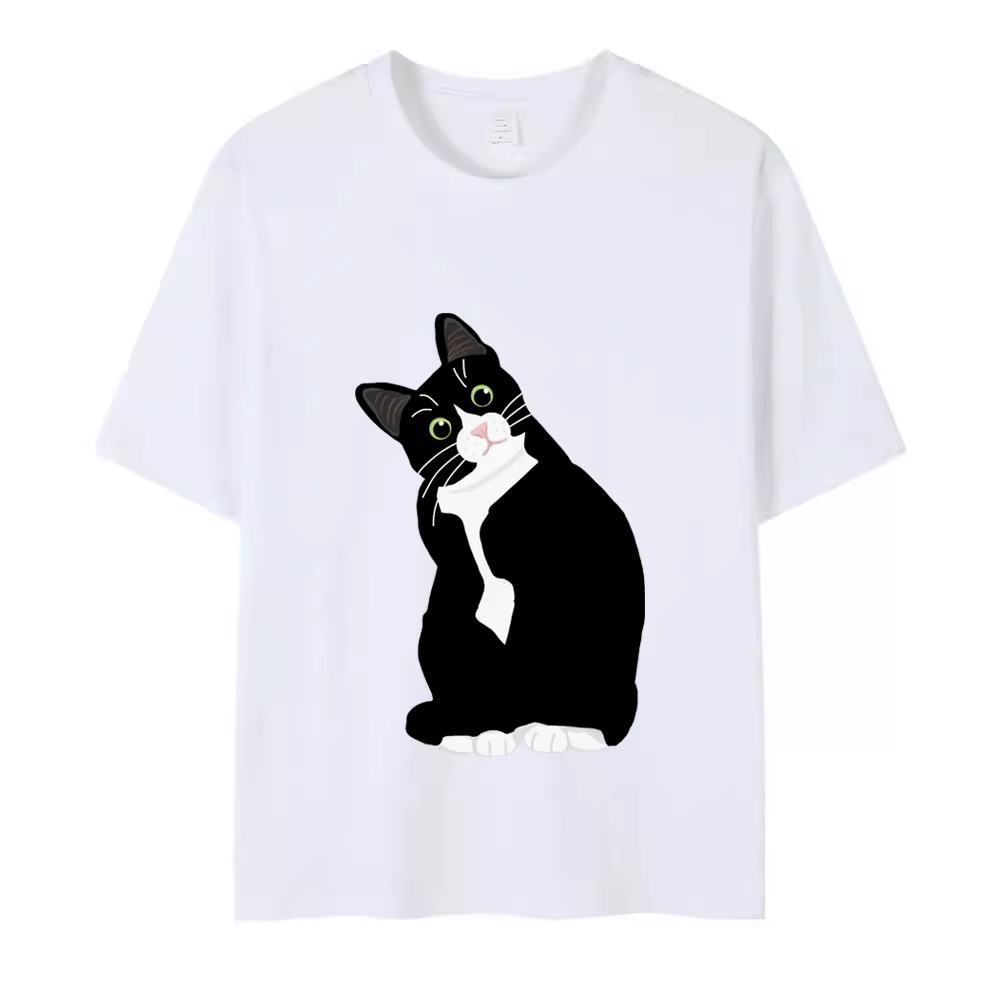 Mignon drôle smoking chat impression T-shirt été T-shirts femmes Harajuku mode Style T-shirt Streetw