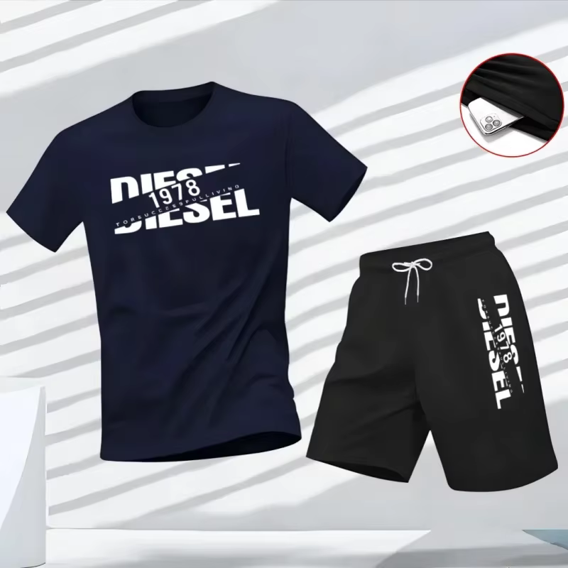 Nouvelle collection été 2026 : Ensemble T-shirt et short de sport décontracté pour homme, imprimé pl