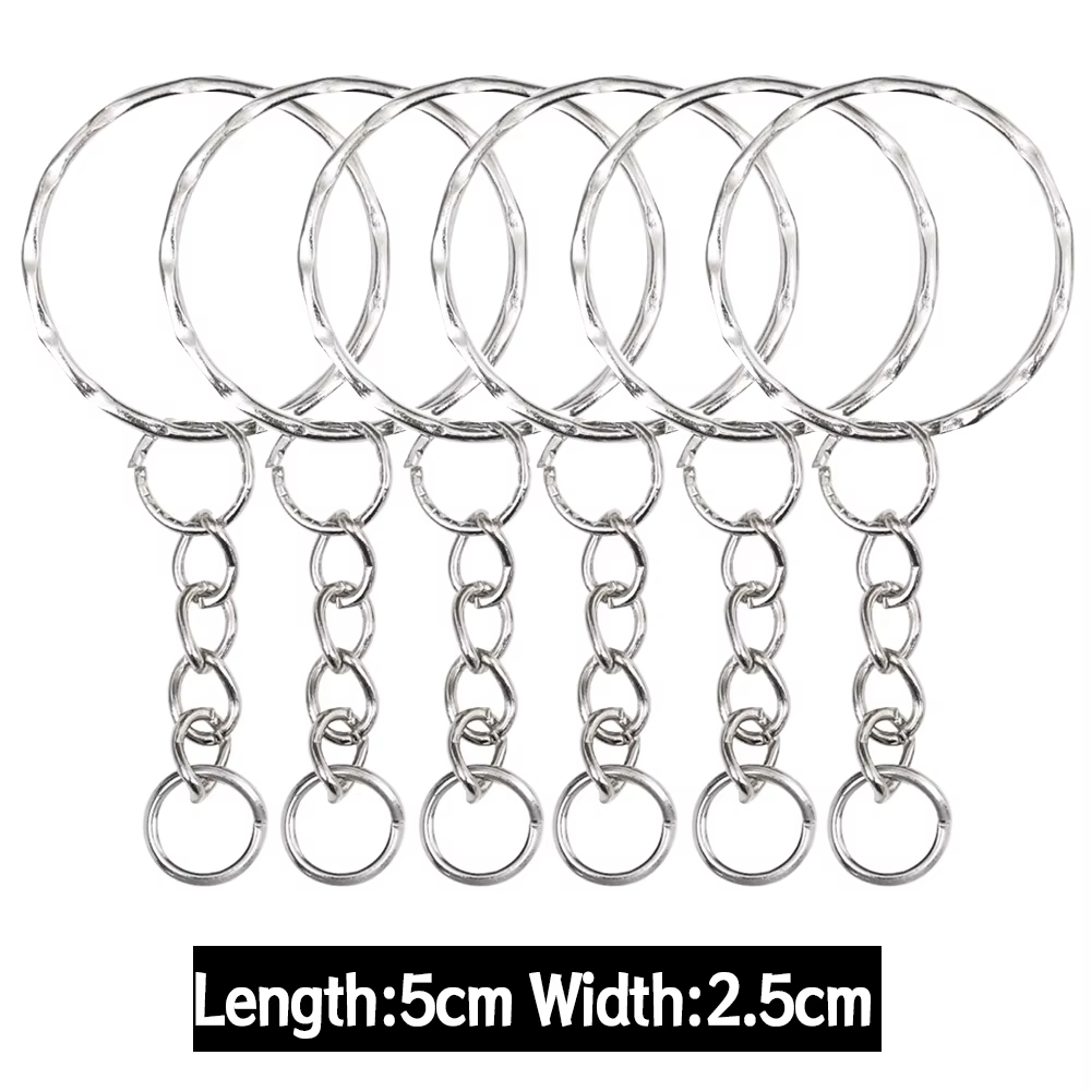 Porte-clés en métal avec anneaux fendus, chaîne à maillons, porte-clés, pendentifs, anneaux de suppo