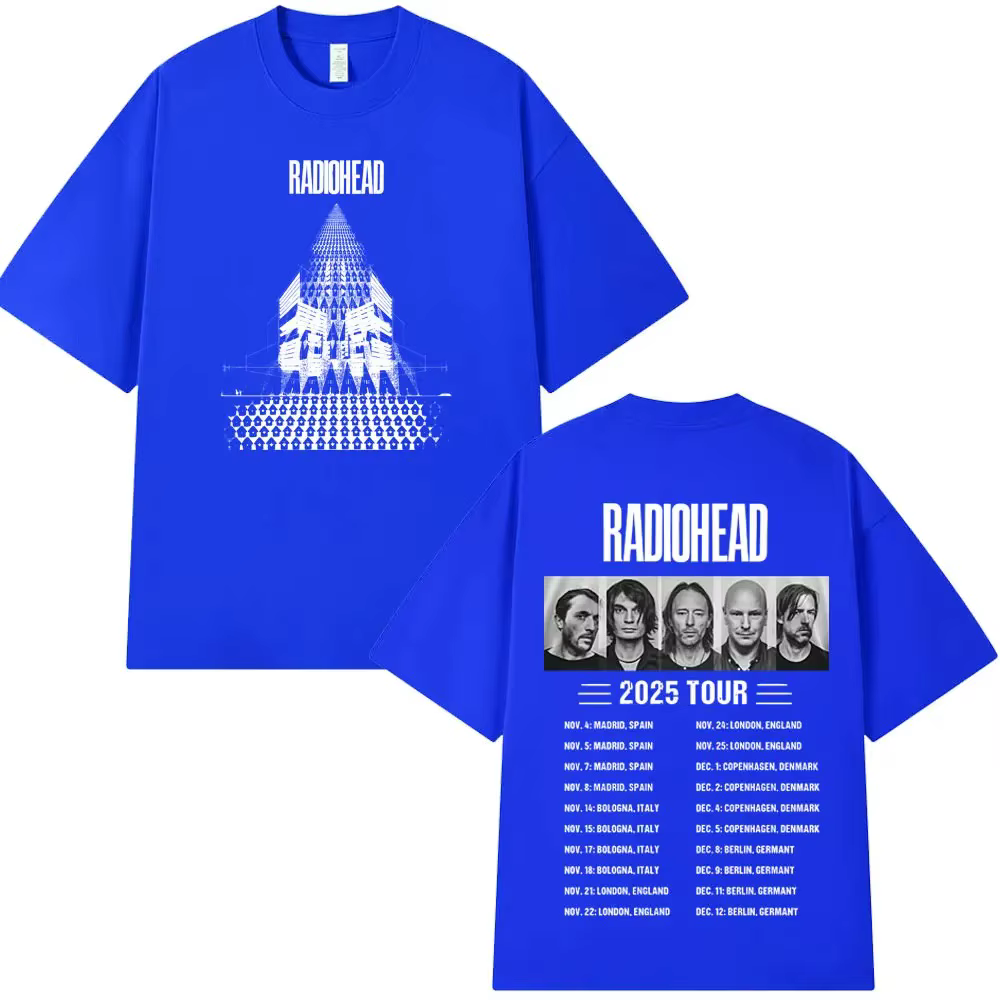 Radiohead World Tour T-shirt retour vers la route Merch surdimensionné t-shirts hommes femmes Rock P