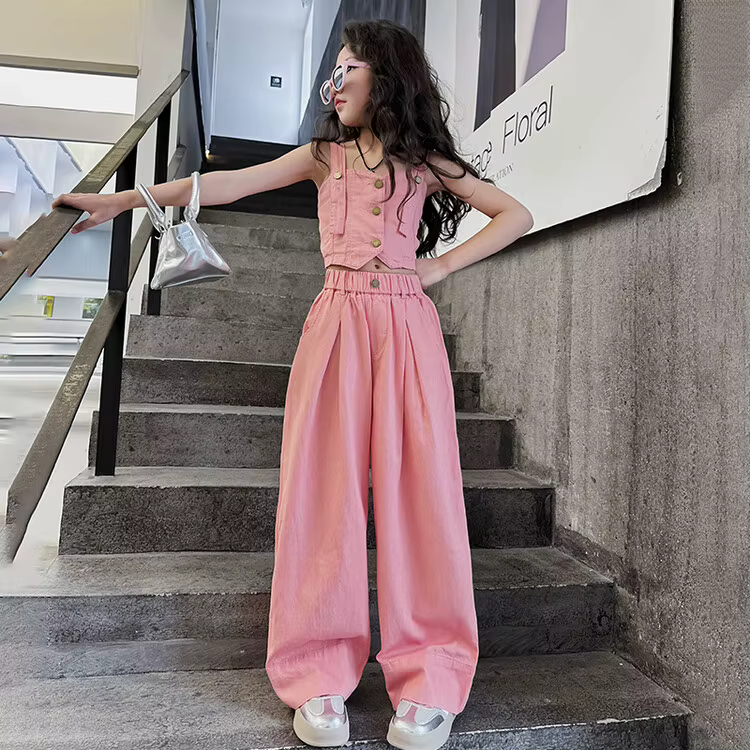 Vêtements pour enfants, costume en Denim pour filles, vêtements d'été, Camisole, gilet, pantalon amp