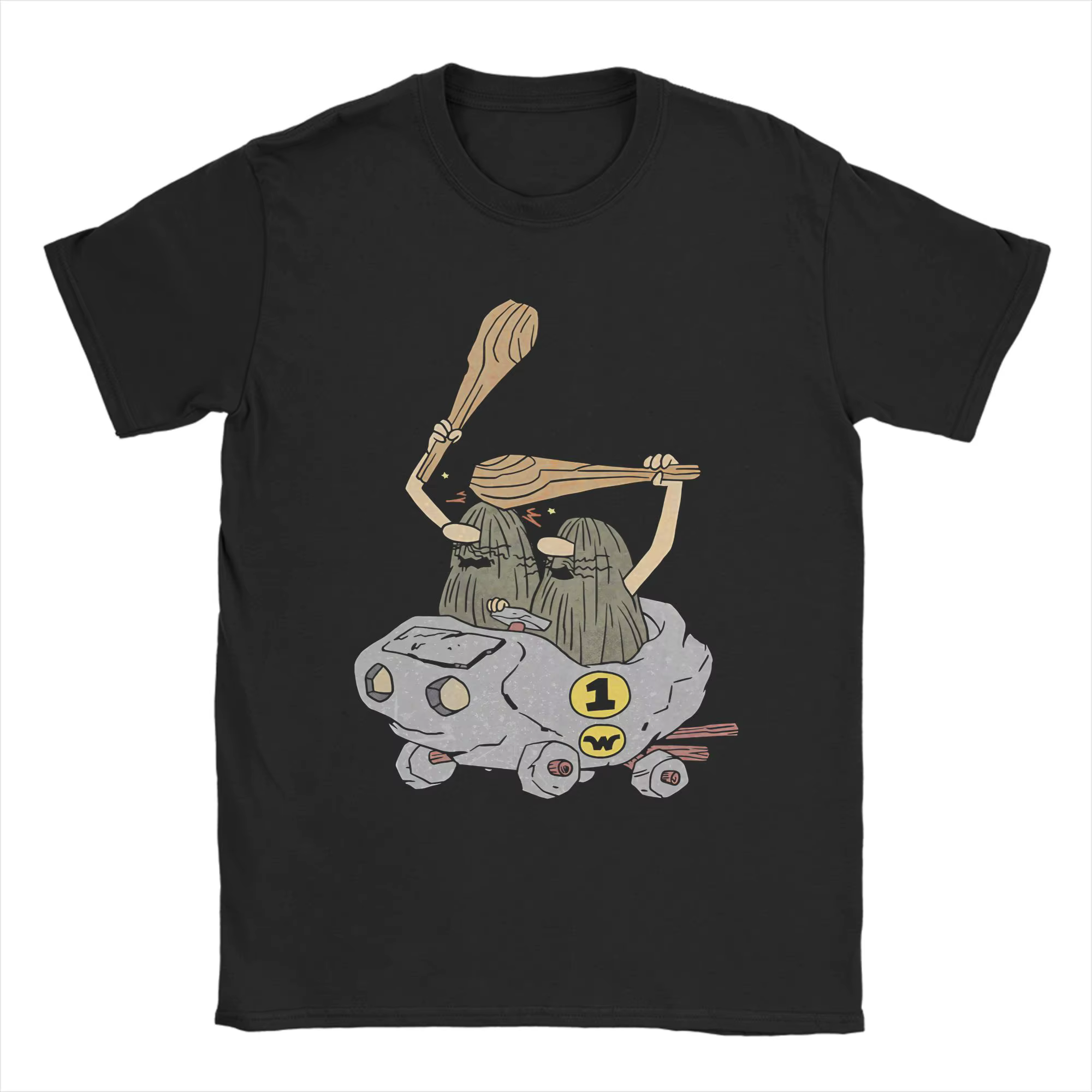 T-shirts Wacky Races Boulder Mobile Glen Evans pour hommes, vêtements en coton avec dessin animé, T-