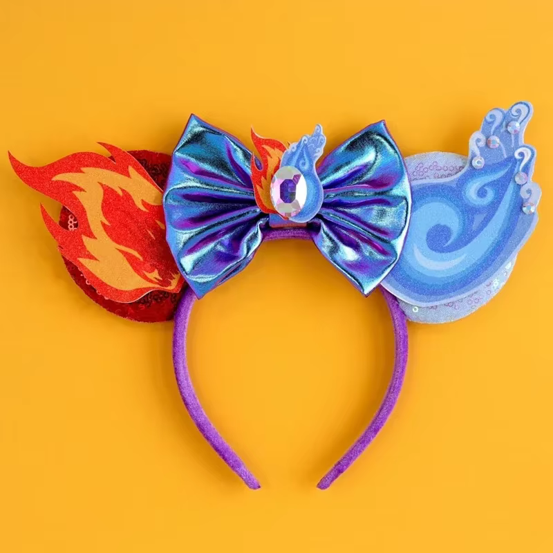 Bandeaux de sauna Disney La Belle et la Bête pour filles, bandeau à oreilles de rose enchantée, nœud