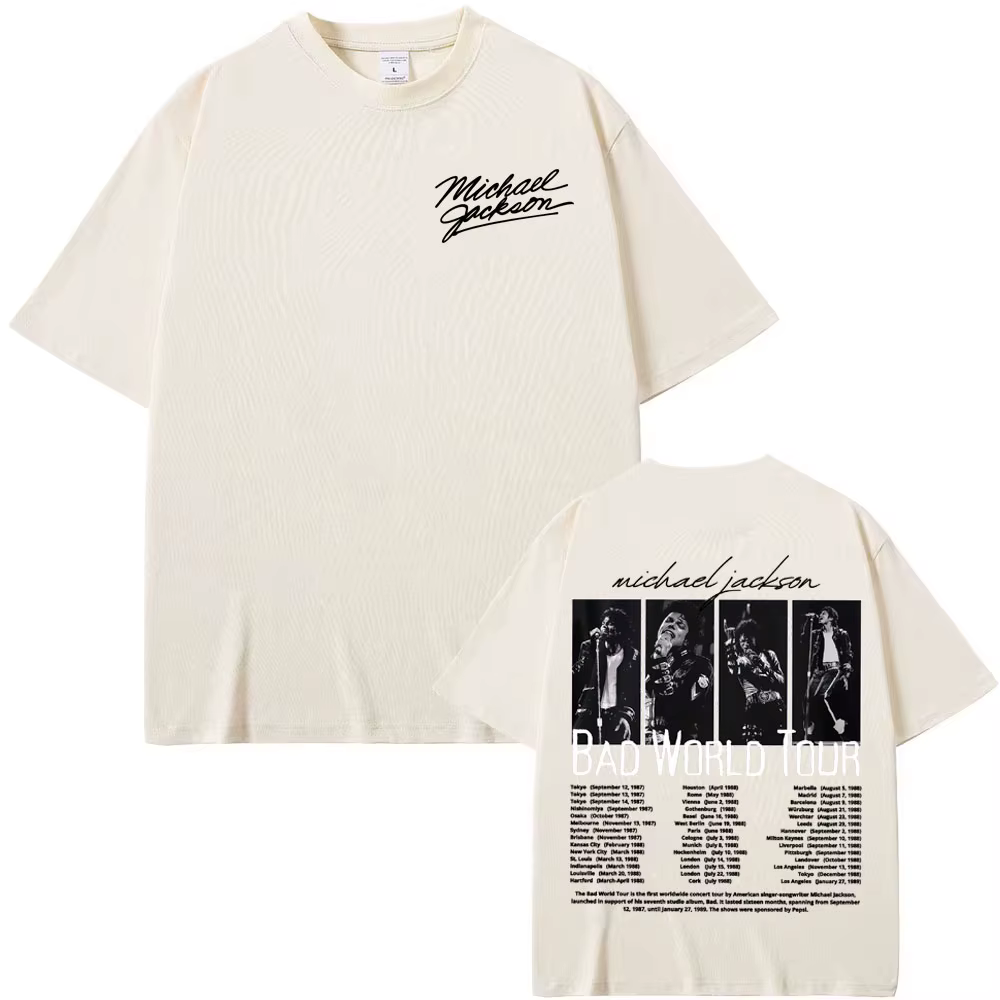 T-shirt King of Pop Michael Jackson Bad World Tour pour hommes et femmes, décontracté, en coton de h