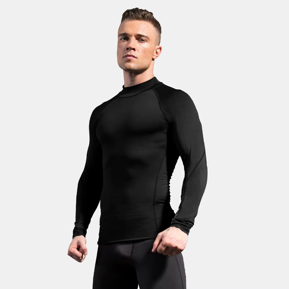 T-shirt de course à manches longues pour hommes, hauts de compression pour hommes, vêtements de spor