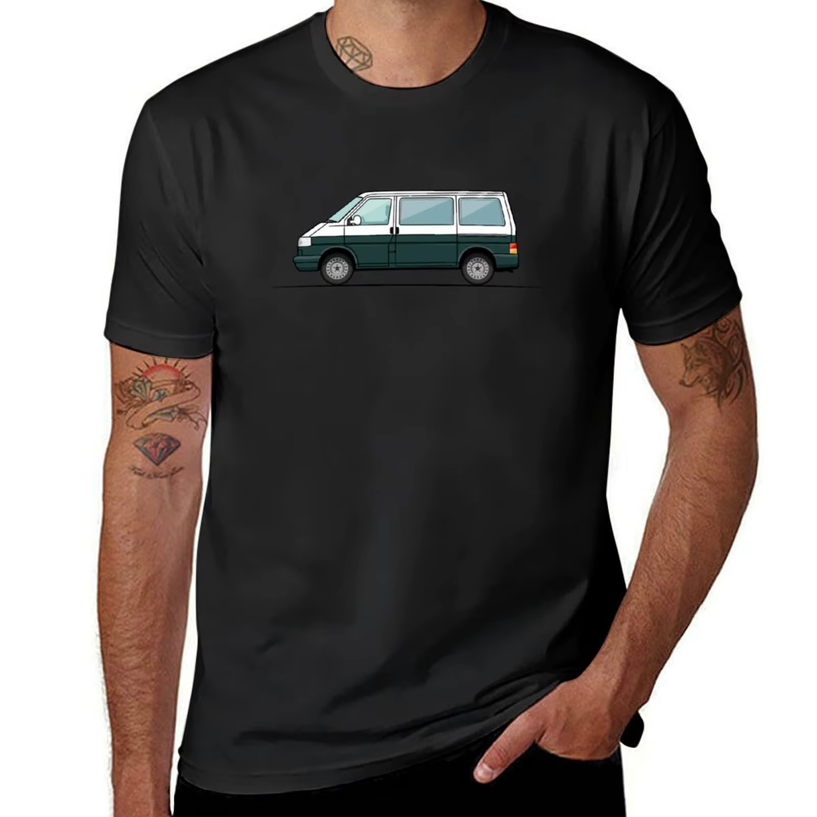 T-Shirt T4 Bus Blanc/Vert pour Homme, Vêtement Humoristique