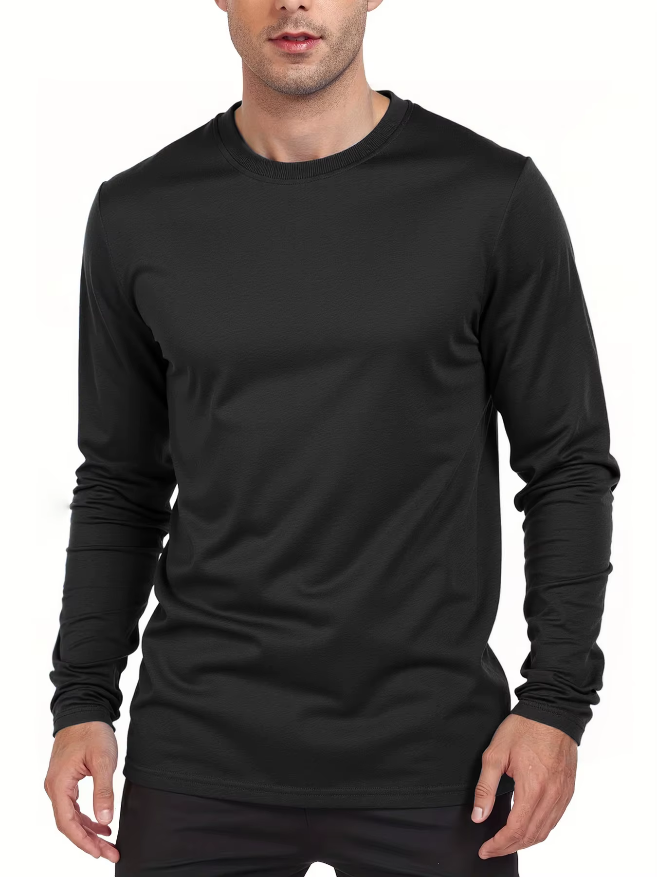 Printemps automne hommes T-shirts à manches longues décontracté hauts couleur unie haute qualité hom