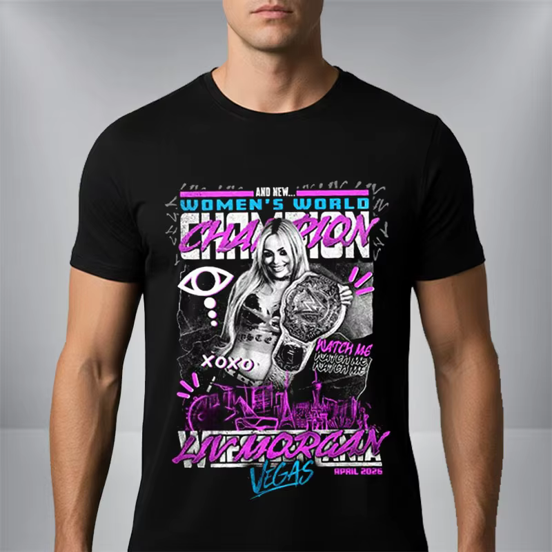 Liv Morgan WrestleMania 42 Winner World Champions 2026 t-shirt en coton unisexe Y2k surdimensionné p