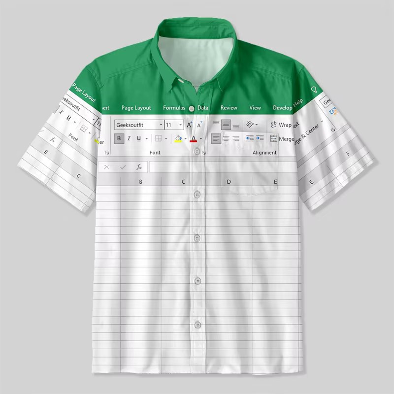 Chemise hawaïenne avec image imprimée en 3D, drôle, Excel, loisirs, Style vacances, chemises à bouto