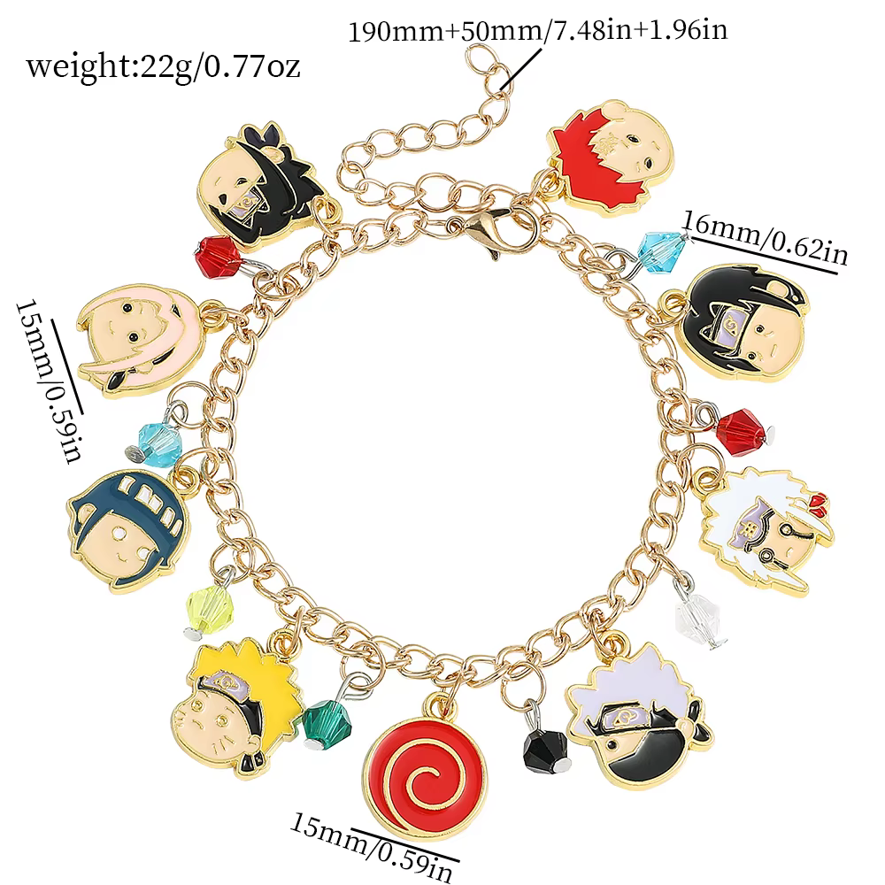 Bracelet anime avec breloques et perles des personnages Sasuke, Kakashi et Sakura, accessoire de cos