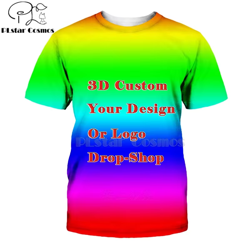T-shirt à impression 3D par sublimation, créez votre propre client, design d'anime, photo, étoile, v