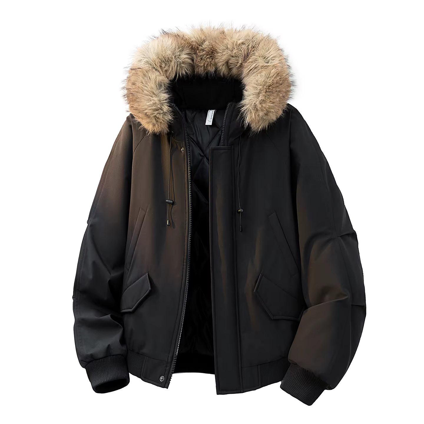 Vestes rembourrées en coton pour hommes, col en fourrure détachable, décontractées, couleur unie, Pa