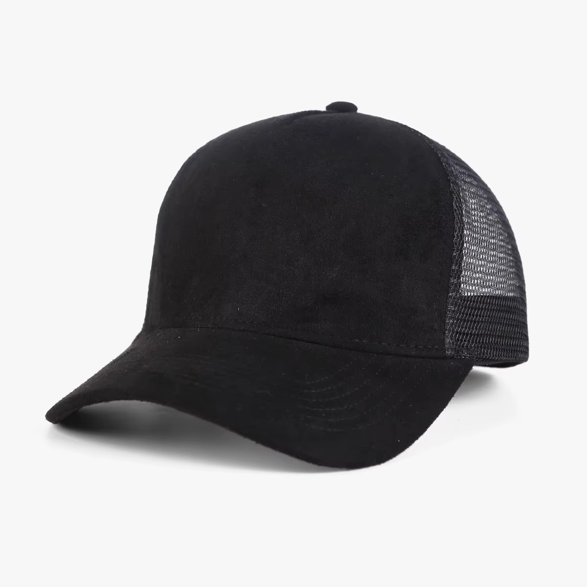 Chapeau de camionneur en daim à 5 panneaux pour l'extérieur, Logo personnalisé, maille respirante, c