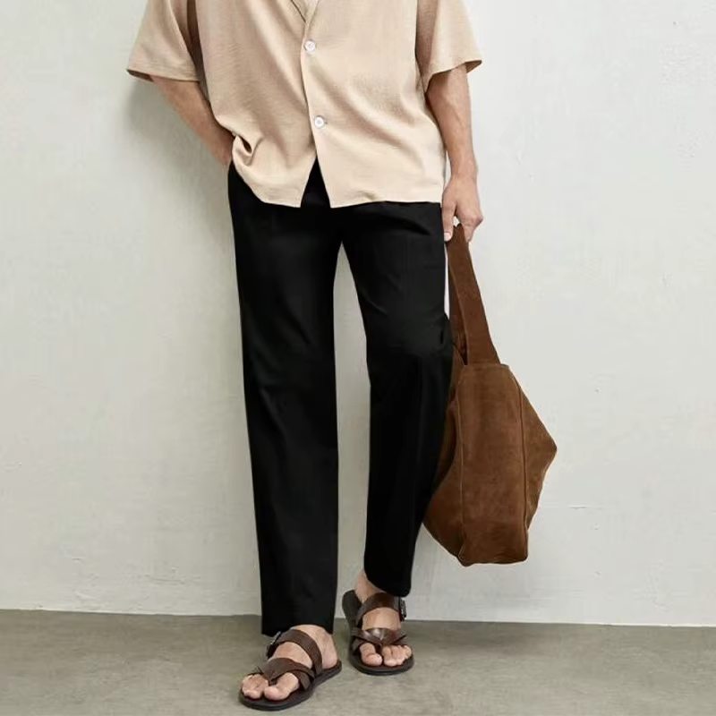 Nouveaux pantalons habillés drapés pour hommes, légèrement coniques, coupe ample, style coréen, élég