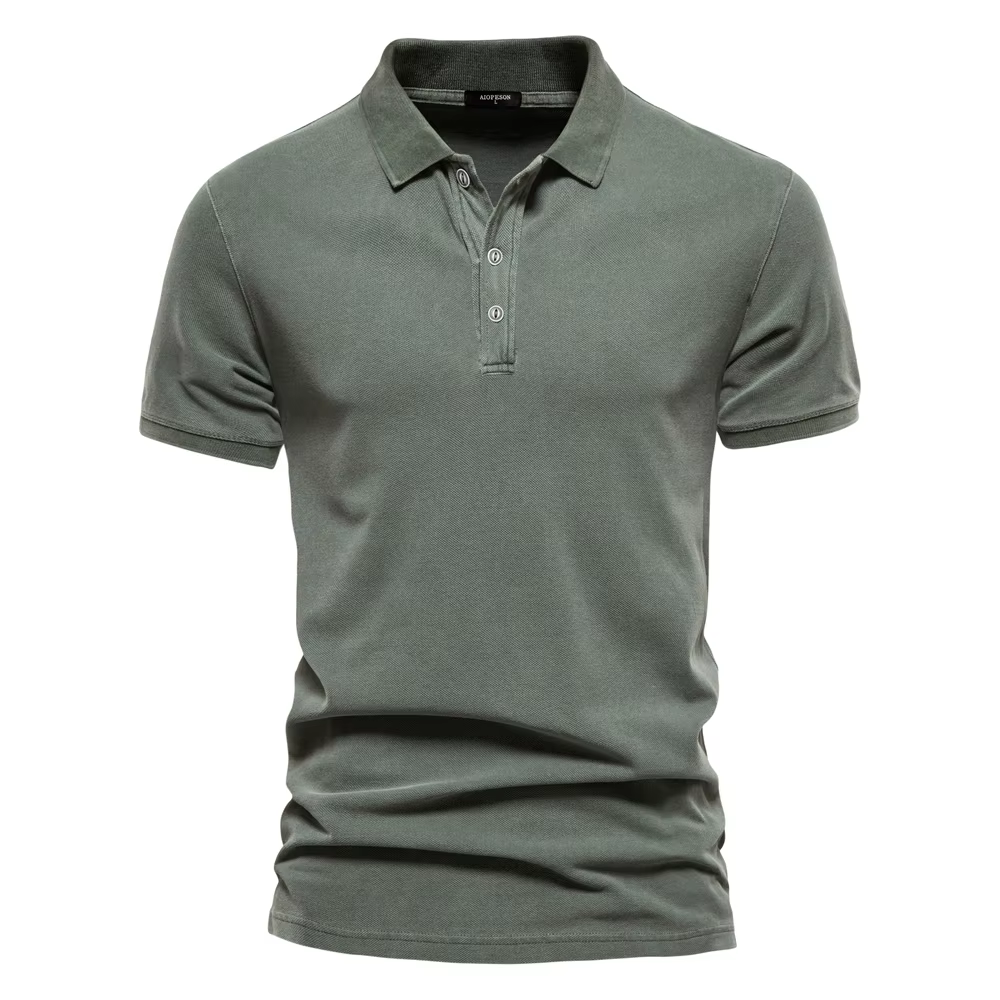 AIOPEON 100% coton couleur unie hommes polos décontracté à manches courtes couverture hommes chemise